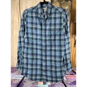 Duluth Trading Mens Small Free Swingin Plaid Flannel Slim Fit Button Down